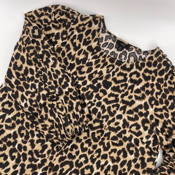 J. Crew Tops - J.Crew Women's Leopard Ruffled Long Sleeve Blouse in Size‎ Medium